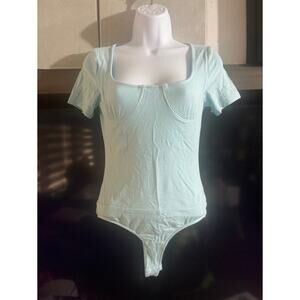 BEBE Autumn Piped Bodysuit Crystal Blue XXS